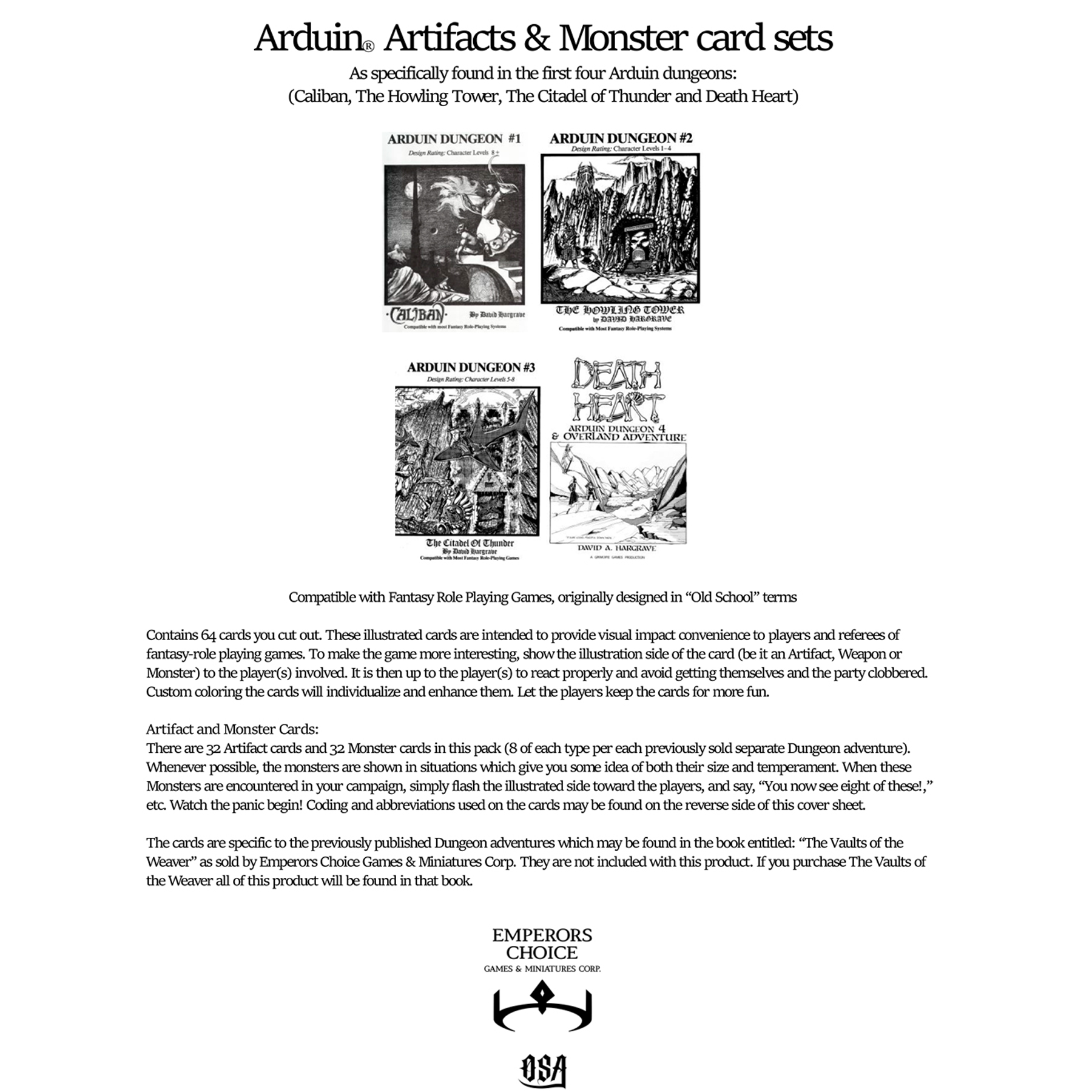 Dungeon Card Set cover 1800