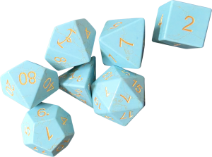 Stone Dice (7) Blue (slight green) Turquois Synthetic with Crown logo on all dice!