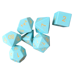 Stone Dice (7) Blue (slight green) Turquois Synthetic with Crown logo on all dice!