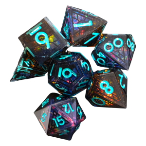 Green Blue Web Resin Dice (7) (BN-Rgreenblueweb)