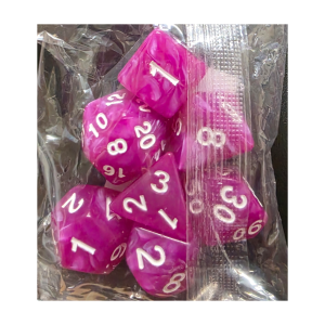 Fuchsia Marble Pattern Acrylic Dice (7) (JMS-A004Fuchsia)