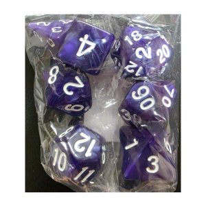 Lavender Marble Pattern Acrylic Dice (7) (JMS-A004Lavender)