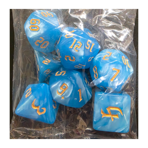 Blue Pearl Pattern Acrylic Dice (7) (JMS-A005Blue)
