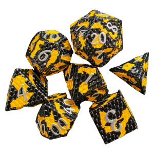 Dragon Scale METAL DICE Black and Yellow
