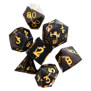 Resin Dice (7) Dice Core Gold Flash