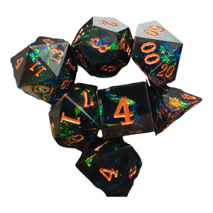 Sparkle Black Blue Resin Dice (7) Sharp Edge (LM-R078Black Blue)