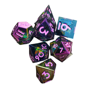 Sparkle Black Purple Resin Dice (7) Sharp Edge (LM-R078BlackPurple)