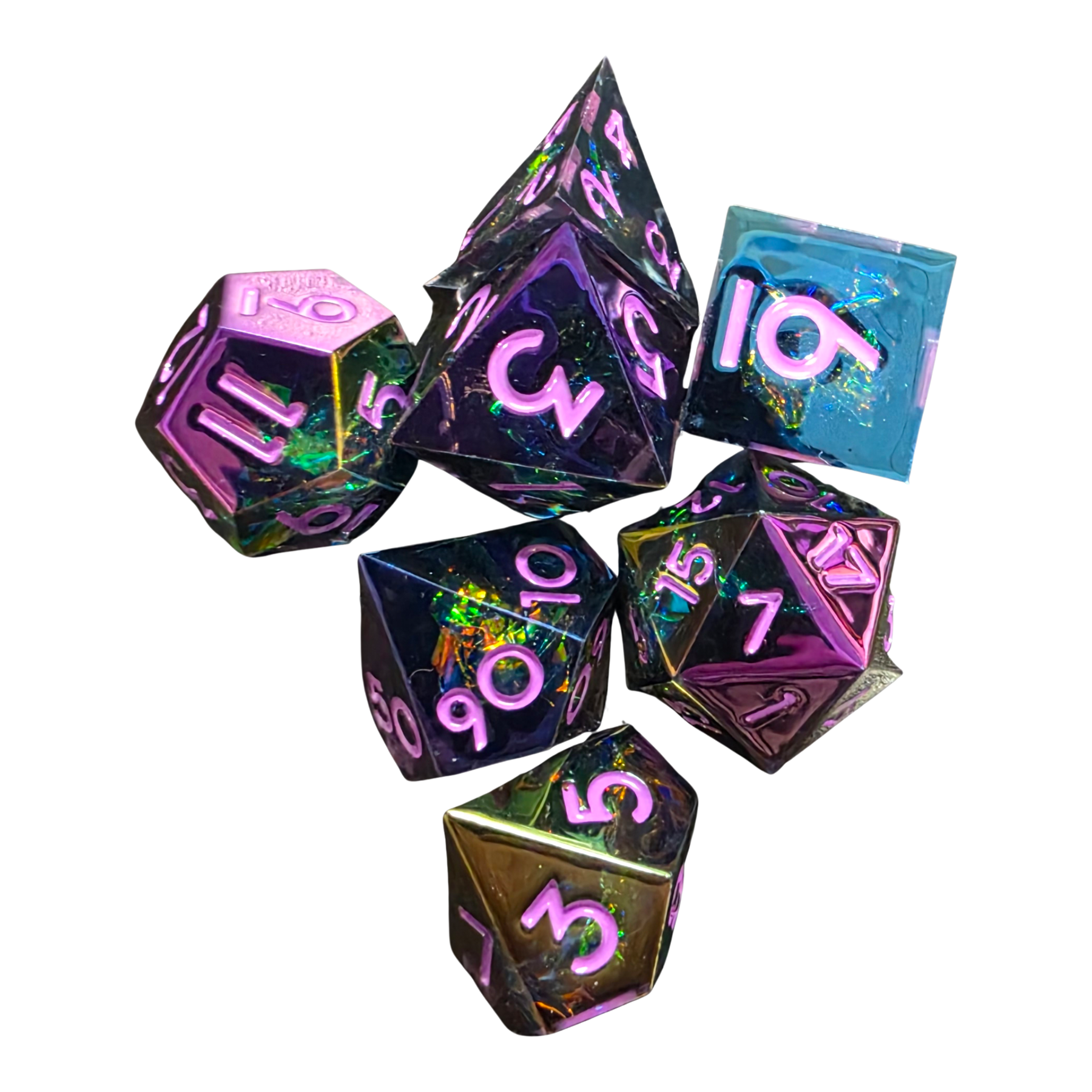 Sparkle Black Purple Resin Dice (7) Sharp Edge (LM-R078BlackPurple)