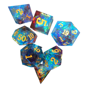 Sparkle Black Resin Dice (7) Sharp Edge (LM-R078Black)