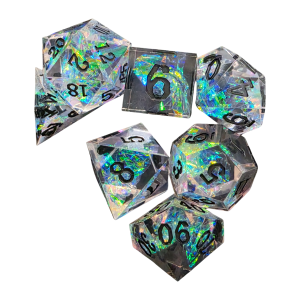 Sparkle Clear Black Resin Dice (7) Sharp Edge (LM-R078Clear Black)