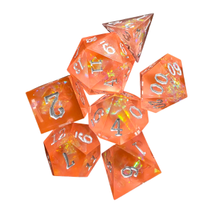 Sparkle Peach Resin Dice (7) Sharp Edge (LM-R078Peach)