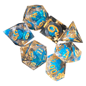 Clear Blue Quicksand Resin Dice (7) Sharp Edge (LM-R095 Clear BlueQS)