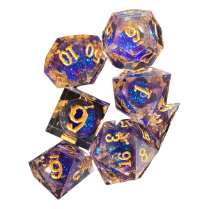 Clear Purple Quicksand Resin Dice (7) Sharp Edge (LM-R095 Clear PurpleQS)