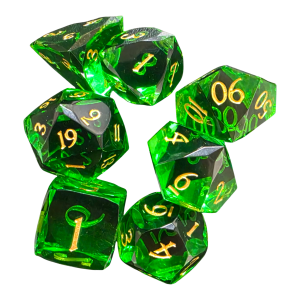A3 Green Resin Dice (7) (LM-R097-A3 Green) Facet Cut
