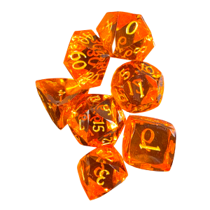 A5 Orange Yellow Resin Dice (7) (LM-R097-A5 Orange Yellow) Facet Cut