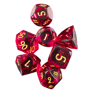 A8 Red Resin Dice (7) (LM-R097-A8 Red) Facet Cut