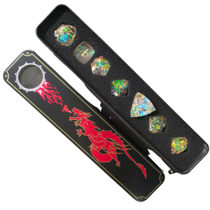 Resin Dice: Transparent w/clear Candy Wrapper & storage tin (RS-007TIN)