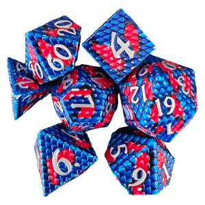 Dragon Scale METAL DICE Blue and Red