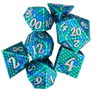 Dragon Scale METAL DICE Green-Blue