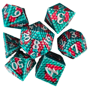 Dragon Scale METAL DICE Green-Red