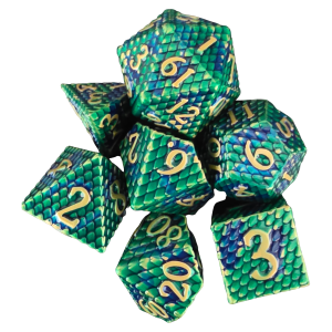 Dragon Scale METAL DICE Green-Yellow