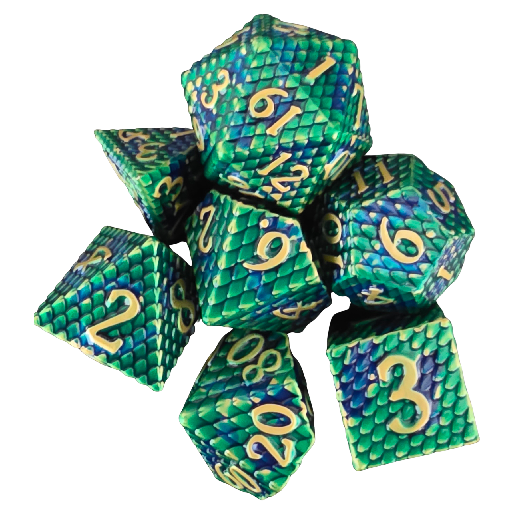Dragon Scale METAL DICE Green-Yellow