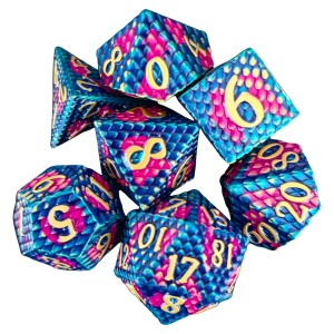 Dragon Scale METAL DICE Navy-Purple
