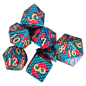 Dragon Scale METAL DICE Navy-Red